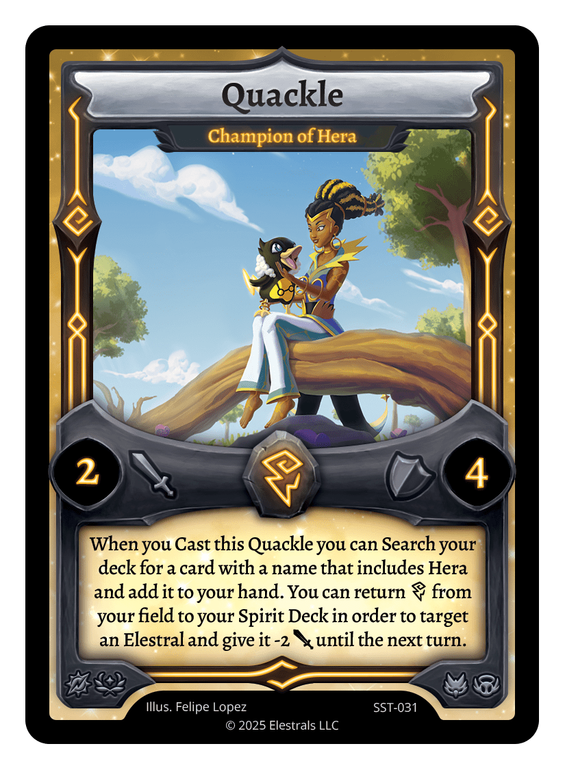 SST-031 - Sunstrike - Quackle - Champion of Hera (SST-031) Reverse Holo
