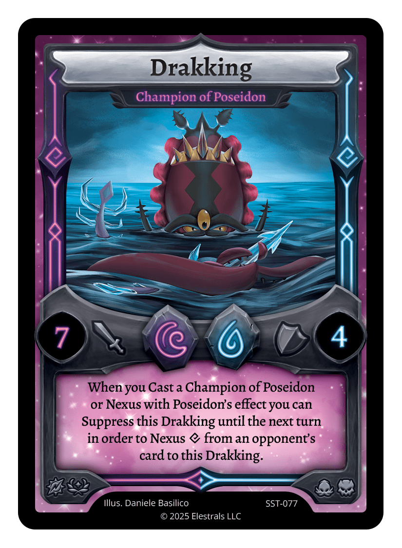 SST-077 - Sunstrike - Drakking - Champion of Poseidon Reverse Holo